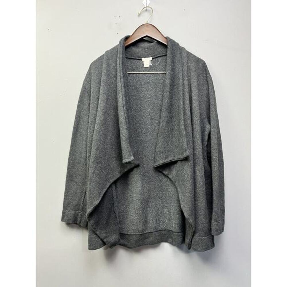 J. Crew‎ Waterfall Cardigan Sweater Womens Medium Gray Wool Blend Open Front